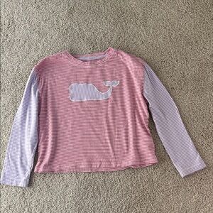 Vineyard Vines Striped Pink and Purple Whale Long Sleeve Shirt, 7
